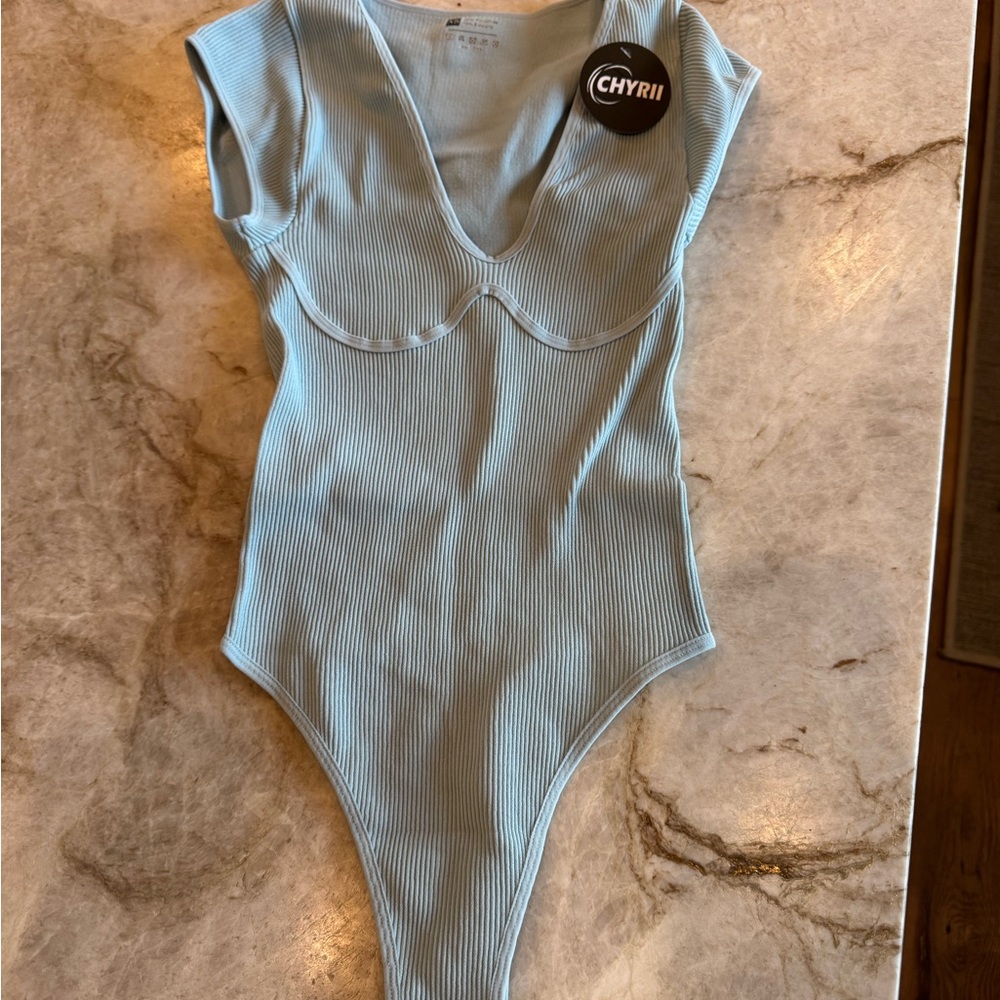 Blue Ribbed One Piece - Picture 3 of 4